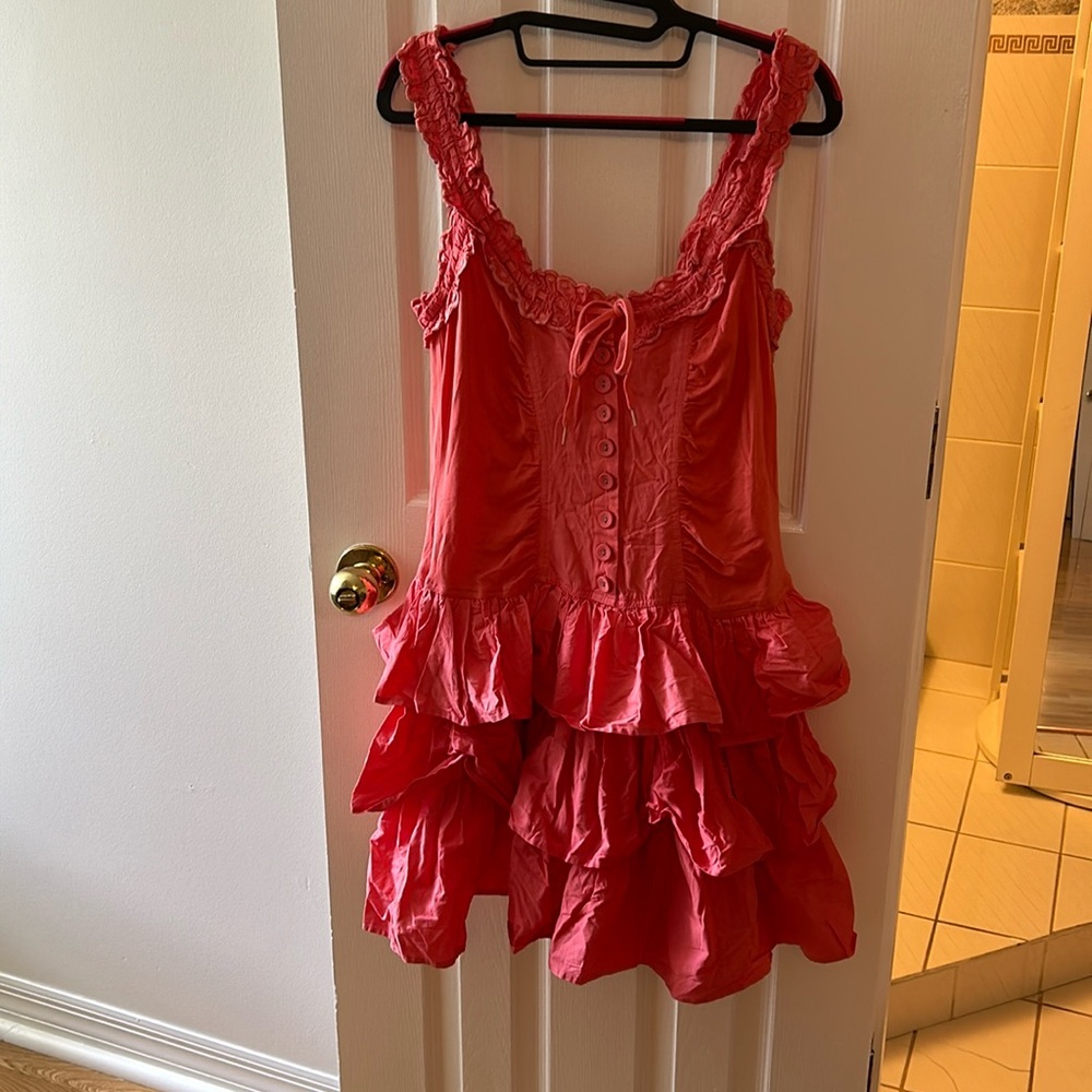 Betsey Johnson Coral Short Cottage Core Style Dress